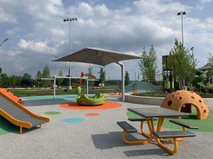 rubber playground surface installation at RFK Campus