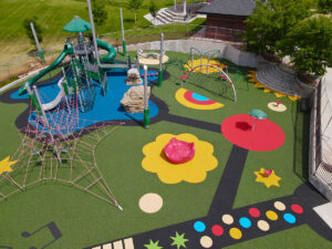 colorful playground with rubber playground flooring